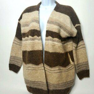 Women's Small Medium Alpaca Open Cardigan Sweater Wool Blend Boho